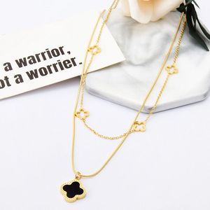 Four Leaf Clover necklace pendant Designer Jewelry Double necklace link chain pendants Necklace wedding party Gift love necklaces