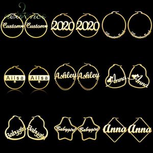 Stud Nextvance Custom Earrings Stainless Steel Personalised Name hoop Earring Nameplate Handmade For Women Anniversary Jewelry Gift J230717