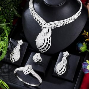 Halsbandörhängen Set Jimbora Luxury Bangle Ring 4st For Women Bride Wedding Jewelry 2023 Trendy