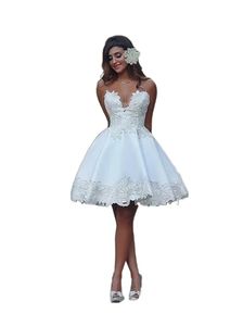 Short Wedding Dresses Knee Length Applique Informal Wedding Bridal Gowns Lace Vestido De Novia Vintage Brazil Bride Reception Dresses