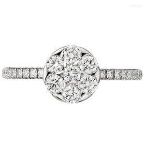 Cluster Ringe 14K Au585 Weißgold Ring Frauen Hochzeitstag Verlobung Runder Moissanit Diamant Elegant Trendy Romantisch Niedlich