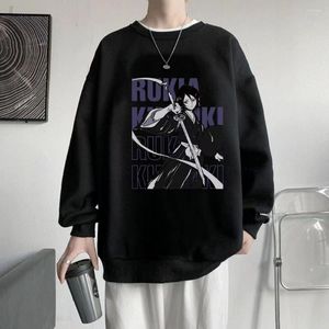 Herr hoodies kuchiki rukia anime sweatshirts bleker manga grafiska vinter överdimensionerade män pullover tracksuit kvinnor långärmad topp par