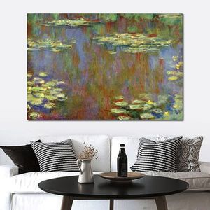 Canvas Art Claude Monet Painting Water Lilies 1906-1907 Handmade Artwork Vibrant Decor for Wine Cellar