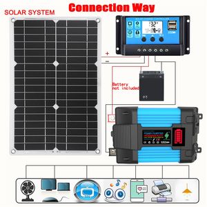 Other Electronics 12V to 110/220V Solar Panel System 18V 18W Solar Panel30A Controller4000W Modified Sine Wave Inverter Kit Power Generation Kit 230715