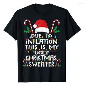 Мужские рубашки T смешные из-за инфляции уродливые рождественские свитера для мужчин Женские футболка подарок саркастические высказывания Семья, соответствующая рождественскому праздникам