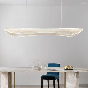 Lampadari Lampadario moderno semplice in acrilico lungo dimmerabile Lampadario a sospensione per ristorante Illuminazione domestica Luci decorative sospese