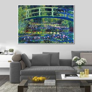 Impressionist Canvas Art Water Lily Pond No.2 Claude Monet Oil Målning Handgjorda landskap Modernt sovrumsdekor