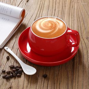 Cups Saucers Ceramic Cup European Coffee With Saucer Spoon Logo Custom Made High-End Present Office Water