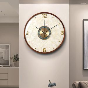 壁時計北欧のサイレントクロックモダンリビングルーム美的贅沢な木製の手スタイリッシュなreloj de pared decor wk50wc