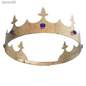 Barock herrkrona med imitation Jewel King Prince födelsedagsfest huvudbonad l230704