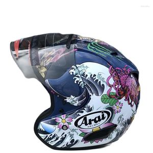 Capacetes de motocicleta Capacete de dragão japonês Meio Capacete Feminino e Masculino Verão Temporada Chapéu Casque Casco Rosto Aberto