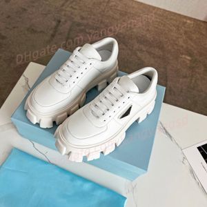 Monolith High quality Designer Running shoes Shiny leather Causal Shoes triangle printing Luxury Thick soled shoes Monolith Brushed leather loafers with box