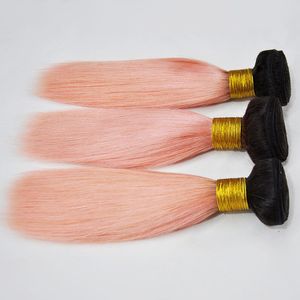 accept epacket 100 human 1b pink rose gold ombre human hair bundles brazilian hair 3 bundles remy hair extensions