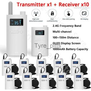 Microfones 2.4G trådlös mikrofon sändare mottagare 100-150 m avstånd OLED SCREE Support Nyckelparning för undervisning Möte Tour Guide X0717