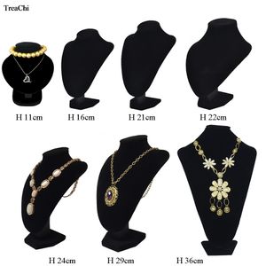 Smyckeslådor Black Necklace Display Choker Rack Velvet Pendant Organizer Mannequin Holder Chain Pärlor som visar byststativ 230717