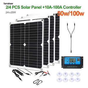 Outros Eletrônicos 50W 100W Sistema de Energia Solar Geração de Energia Painel Solar Células FV 5V USB 18V DC Saída Carregamento Portátil Placa Povoltaica Kit 230715