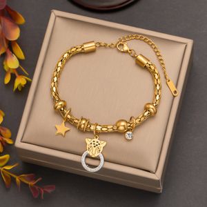 Wedding Jewelry Sets 316L Stainless Steel Fashion Fine Zircon Circle Leopard Head Stars Charm Chain Necklaces Bracelet Earrings For Women 230717