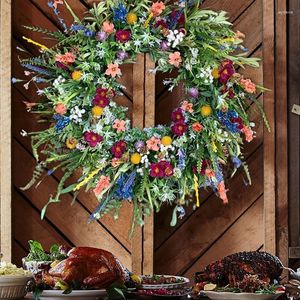 Decorative Flowers 35cm 40cm Artificial Flower Wreath Colorful Spring Summer Floral Wildflower Window Decor For Front Door Wedding