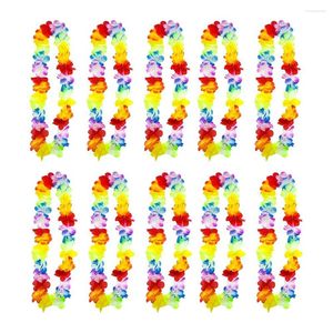 Decorative Flowers 10 Pack Hawaiian Leis Flower Chains Tropical Chain Perfect Welcome To Your Beach Pool And Cocktail Party