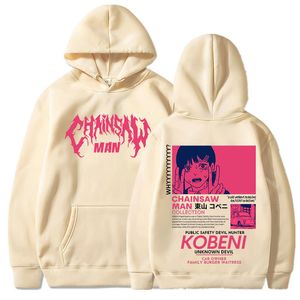 Men's Hoodies Sweatshirts Japanese Anime Chainsaw Man Kobeni Double Sided Graphic Streetwear Manga Hooded Sweatshirt Men Women Fashion Pullovers 230717