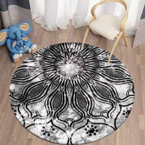 Mattor mandala kawaii hd tryckt runda mattor barn vardagsrum mat golvmatta yoga matta sovrum stol non slip matta nyår present r230717