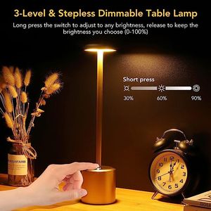 レストランメタルタッチ充電式LEDテーブルランプコードレス調光装飾テーブルランプホテルバーの雰囲気の光