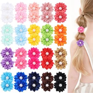 1.6 inch Children Flower Pearl Rubber Band Ponytail Holder Baby Girls Hair Ring Petal Hair Tie Kids Headwear Hair Accessories