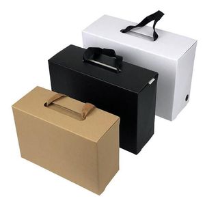 Present Wrap Kraft Paper Box Black Brown Rec Packing Case Fold Rope Tote Carton Clothes Shoes Home White Portable M2 Drop Delivery Gard Dheos