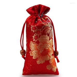 Jewelry Pouches Lengthen Chrysanthemum Gift Bag Comb Beads Necklace Storage Drawstring Silk Brocade Craft Packaging Pocket