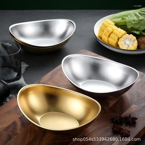Dinnerware Sets 304 Korean Salad Bowl Creative Stainless Steel Gold Ingot Dessert Dried Fruit Barbecue Tableware