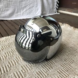 Motorcycle Helmets Mirror Silver Chrome Helmet Open Face Moto Electric Bicycle Men Women Summer Scooter Motorbike CE