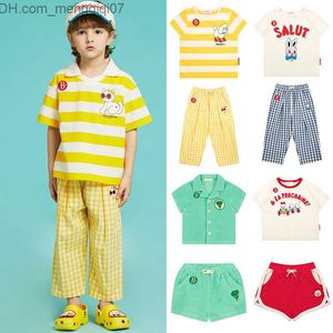 Set di abbigliamento 2023 New Summer BEBE DE PINO Set per bambini Ragazzi e ragazze T-shirt casual Pantaloncini Polo per bambini Solid Top Z230717