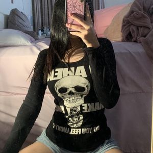 Camiseta Feminina E-girl Gothic Skull Print T-shirt 90s Vintage Dark Academia Tees Y2K Harajuku Grunge Retro Crop Top Feminino Emo Alt Streetwear 230717