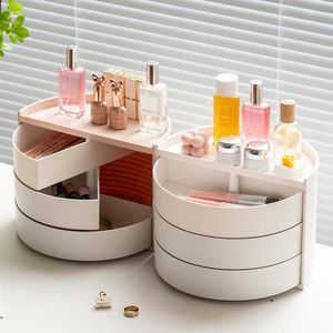 Förvaringslådor Makeup Desk Organizer Utsökt utförande 360-graders roterande låda badrumsbänkskatt skrivbordsskönhet