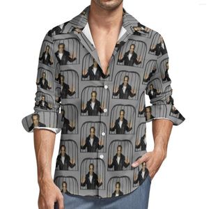 Camicie casual da uomo Nicolas In A Cage Shirt Autumn Funny Nicholas Print Camicette larghe da uomo Design a maniche lunghe Top Plus Size