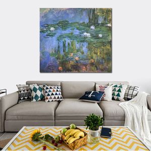 Canvas Art Impressionist Water Lilies Square Claude Monet Landscape Painting Handmade Romantic Home Decor