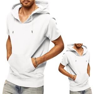 Sommarens hoodies Kort ärm Vest Sports Casual Europa och Amerika ärmlös huvor Löst manliga tröjor