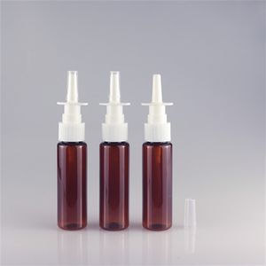 Lagringsflaskor 10 ml Amber Nasal Spray Bottle Glass Nose Mist Sprayer Press Head Empty Refillable Atomizer JL1597