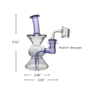 Waxmaid 5.12 tum kalebass mini Clear Purple Glass Bongs Water Pipe 4 Slots Hookahs Double Hourglas Shape Design Beaker Us Warehouse Retail Order Gratis frakt