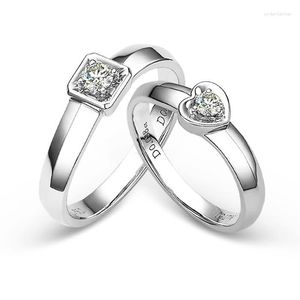 Klaster Pierścienie 14K AU585 Biała Złote Pierścień Miłośnicy rocznicy ślubu Serce Round Moissanite Diamond Casual Classic Trendy