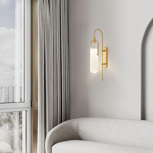 Lampade da parete OULALA Luce a LED in ottone contemporaneo Semplicità creativa Applique in vetro interno oro per comodino camera da letto domestica