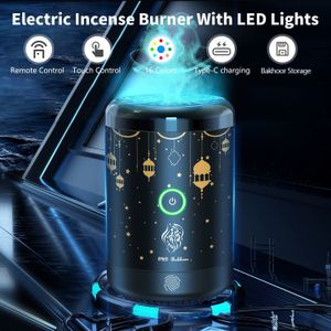 Fragrance Lamps Modern Middle East Arabic Ramadan Gifts Electric Incense Burner Bakhoor Incense Burner With 16 Lights For Car 230715