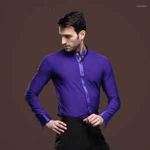 Scene Wear Man Ballroom Dance Topps Långärmad Mens Latin Shirts Lapel/Collar Practice/Performance Jacket B-5985