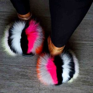 Slippers Furry Slippers Fluffy Sliders For Women Couple Shoes Four Seasons Fury Slides Zapatillas Casa Mujer Elegant Lady Luxury Sandals X0523 Z230717