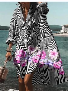 Kadınlar bluzları Hawaii gömlekleri baskılı zebra şerit çiçek gündelik büyük üst düğmeler sokak kıyafeti tatil plajı spor kısa kollu kadın
