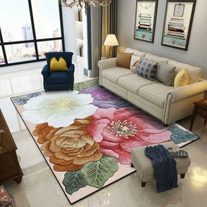 Mattor färgglada 3D-blommor tryckt vardagsrum stora mattor mattor soffa soffbord balkong golvmatta sovrum sovrum non-halk mattor r230717
