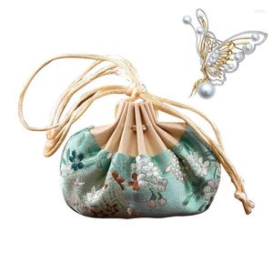 収納バッグ中国の香りの袋袋シルクブロケードコインポーチドローストリング袋の空の刺繍