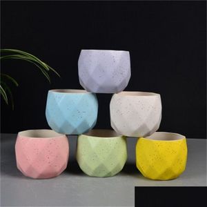 Garden Decorations Aroon Color Flowerpot Diamond Shape Geometric Cute Potted Plant Ceramics Flower Pot Home Decoration 2 2Rq H1 Drop Dha2Y