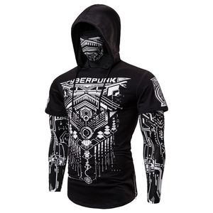 Erkek Hoodies Sweatshirts Erkek Kafatası Maskesi Sweatshirt Sahte İki Parça Erkek Punk Jogging Homme Pullover Elastik Sokak Giyim Hoodie Japonya Ninja Ninja Suit 230717