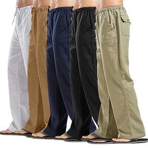 Men's Linen Pants Trousers Summer Beach Pocket Drawstring Elastic Waistband Plain Comfort Breathable Full Length Daily Cotton Blend Fashion Casual Sporty Loose Fit